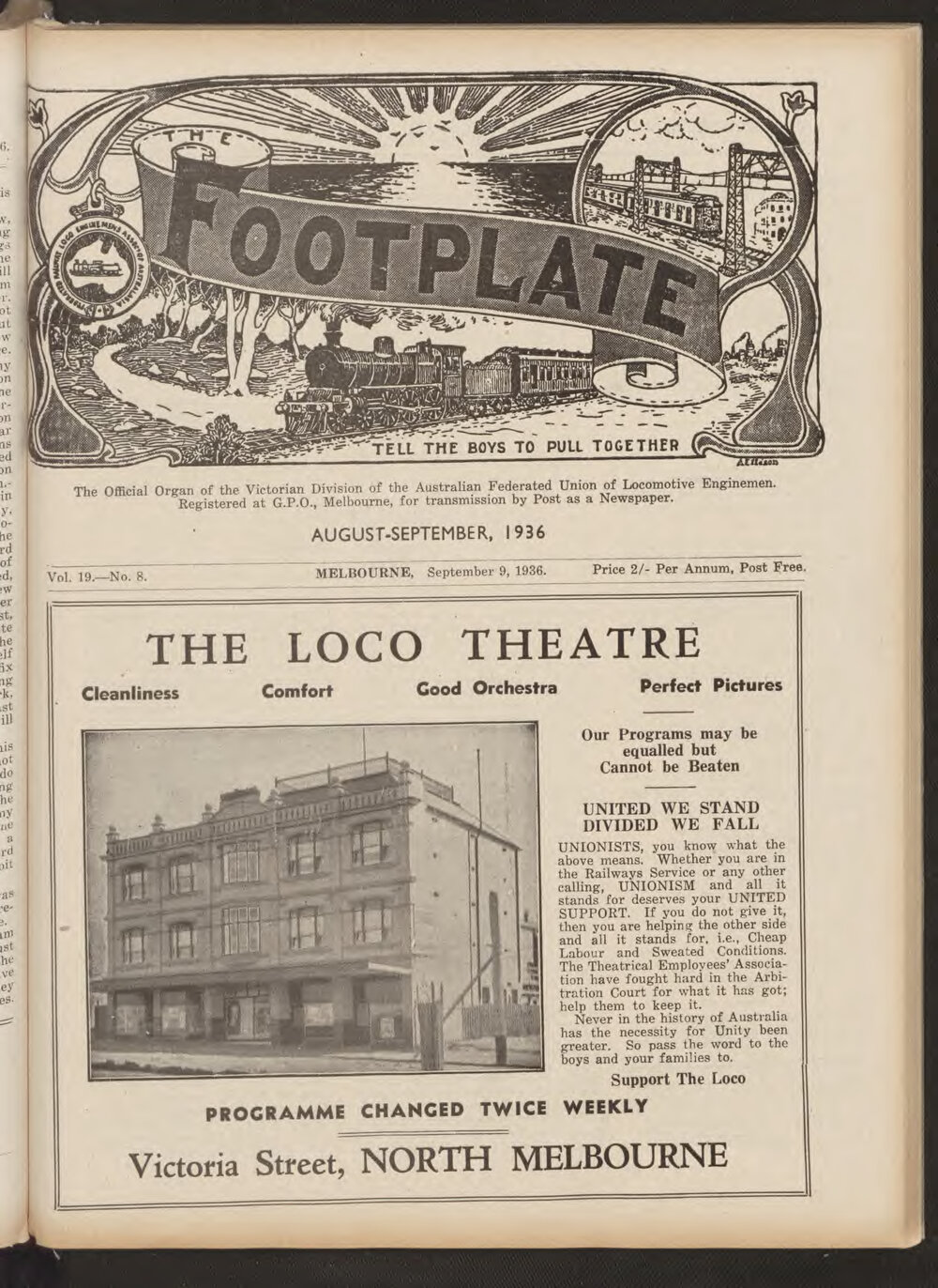 The Footplate: vol. 19, no. 8 (August-September, 1936)