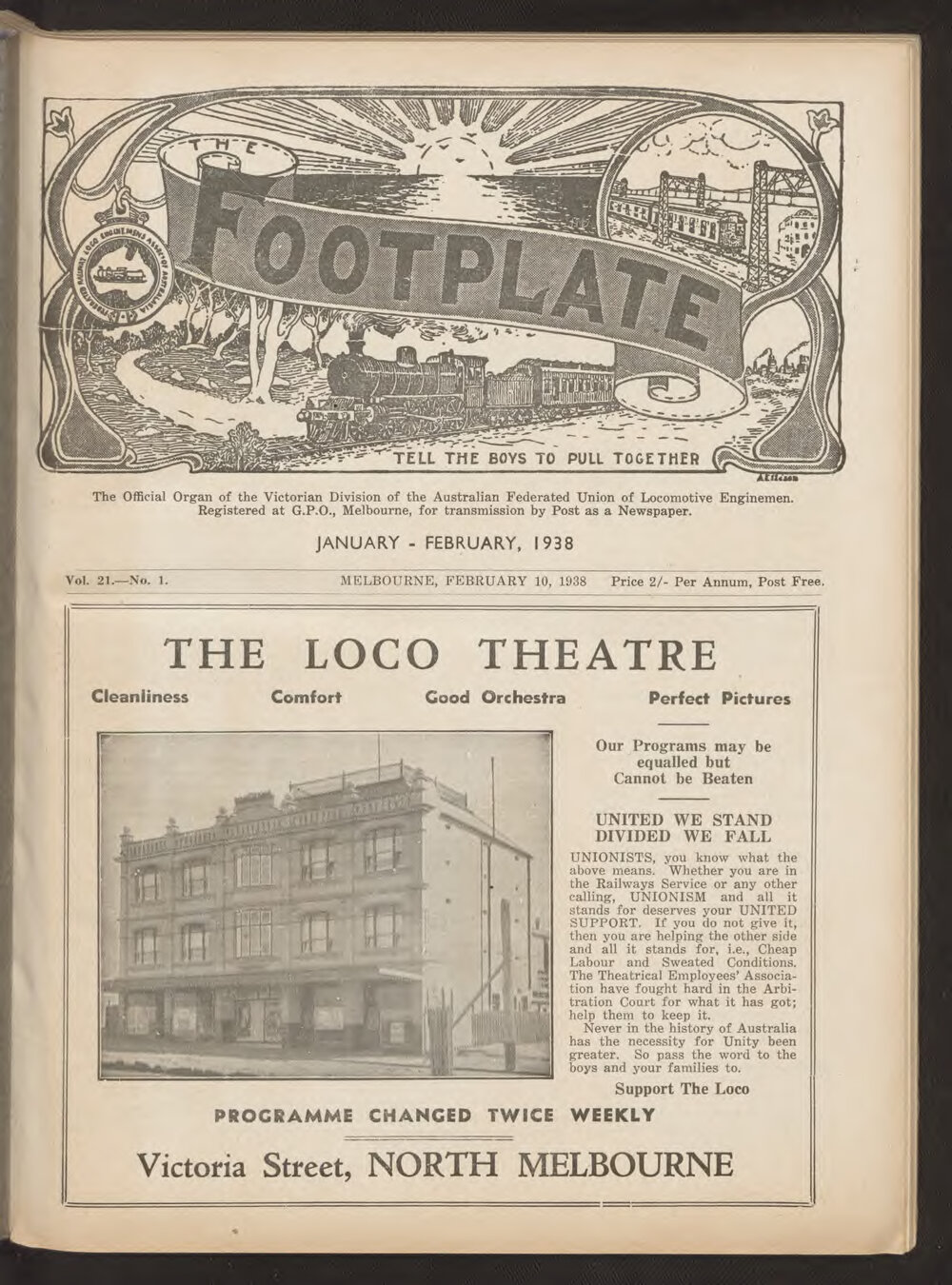 The Footplate: vol. 21, no. 1 (January-February, 1938)