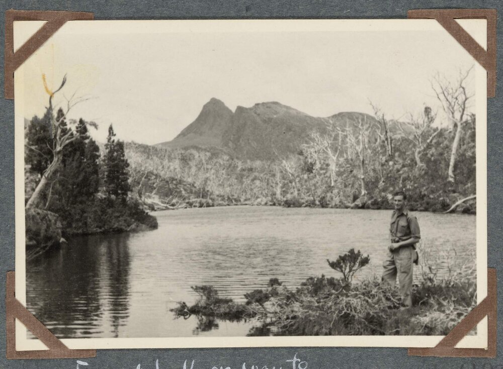 Fred at Lake on way to Labyrinth looking at north side of Mt Gould