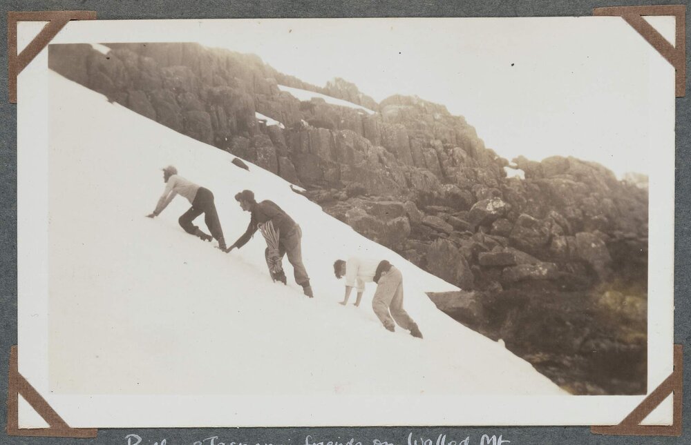Bill and 2 Tasmanian friends on Walled Mount