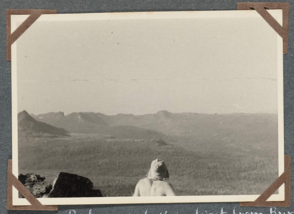 Professor and view looking west from Byron