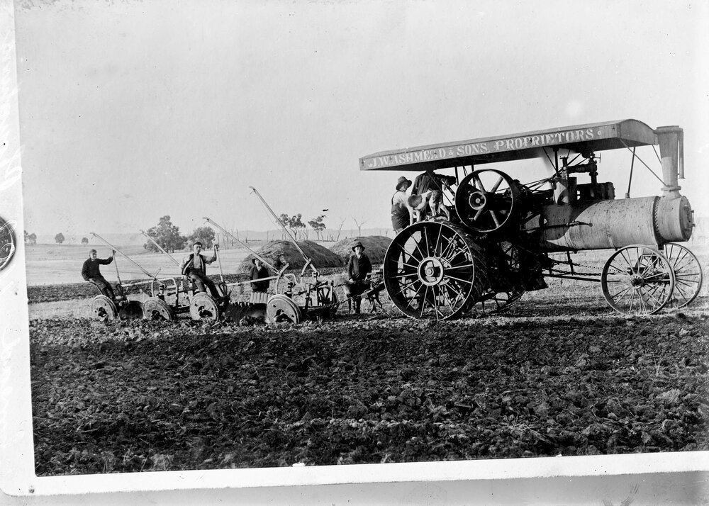 J.W. Ashmead and Sons steam traction engine pulling a plough