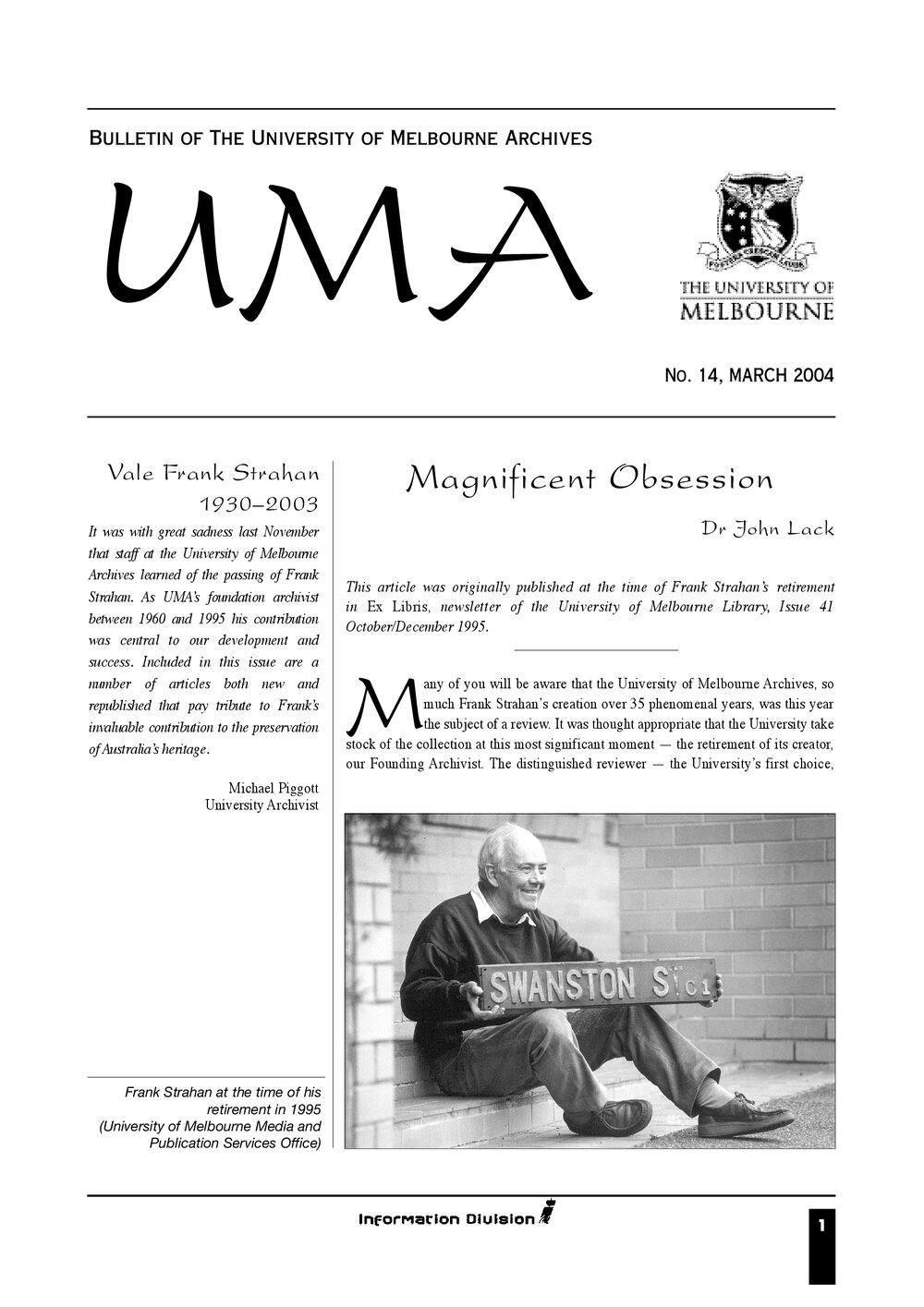 UMA Bulletin : News from the University of Melbourne Archives : Issue 14