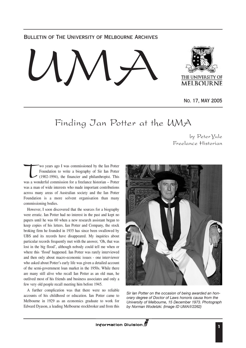 UMA Bulletin : News from the University of Melbourne Archives : Issue 17
