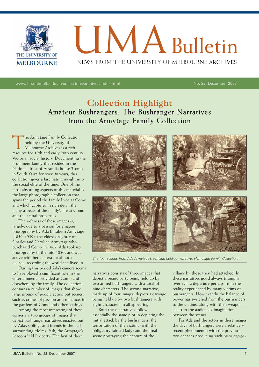 UMA Bulletin : News from the University of Melbourne Archives : Issue 22
