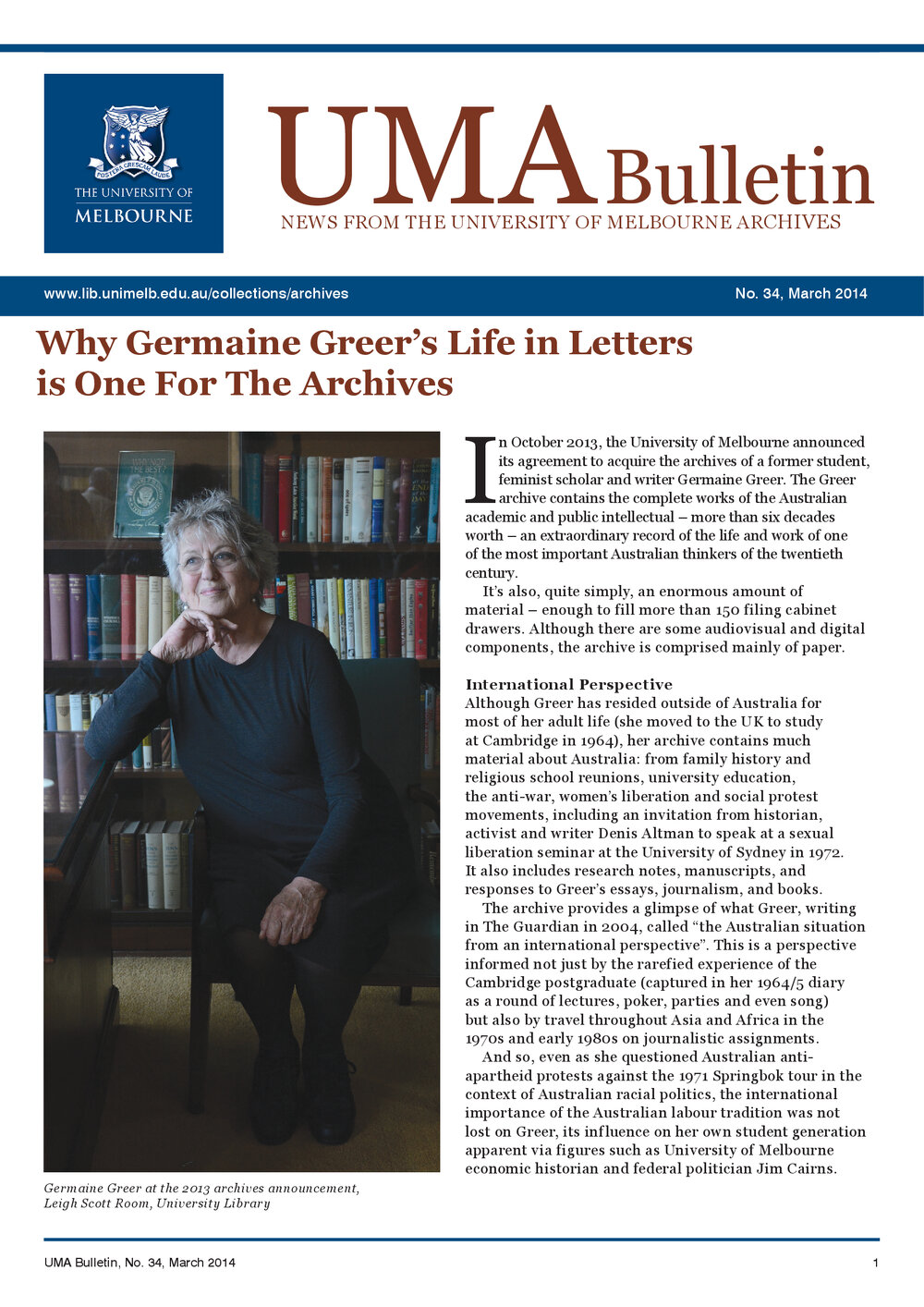 UMA Bulletin : News from the University of Melbourne Archives : Issue 34