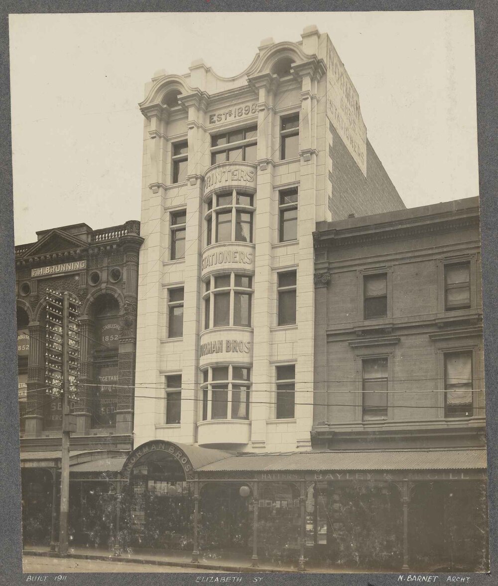 [Premises of] Norman Brothers, Printers and Stationers, Elizabeth Street
