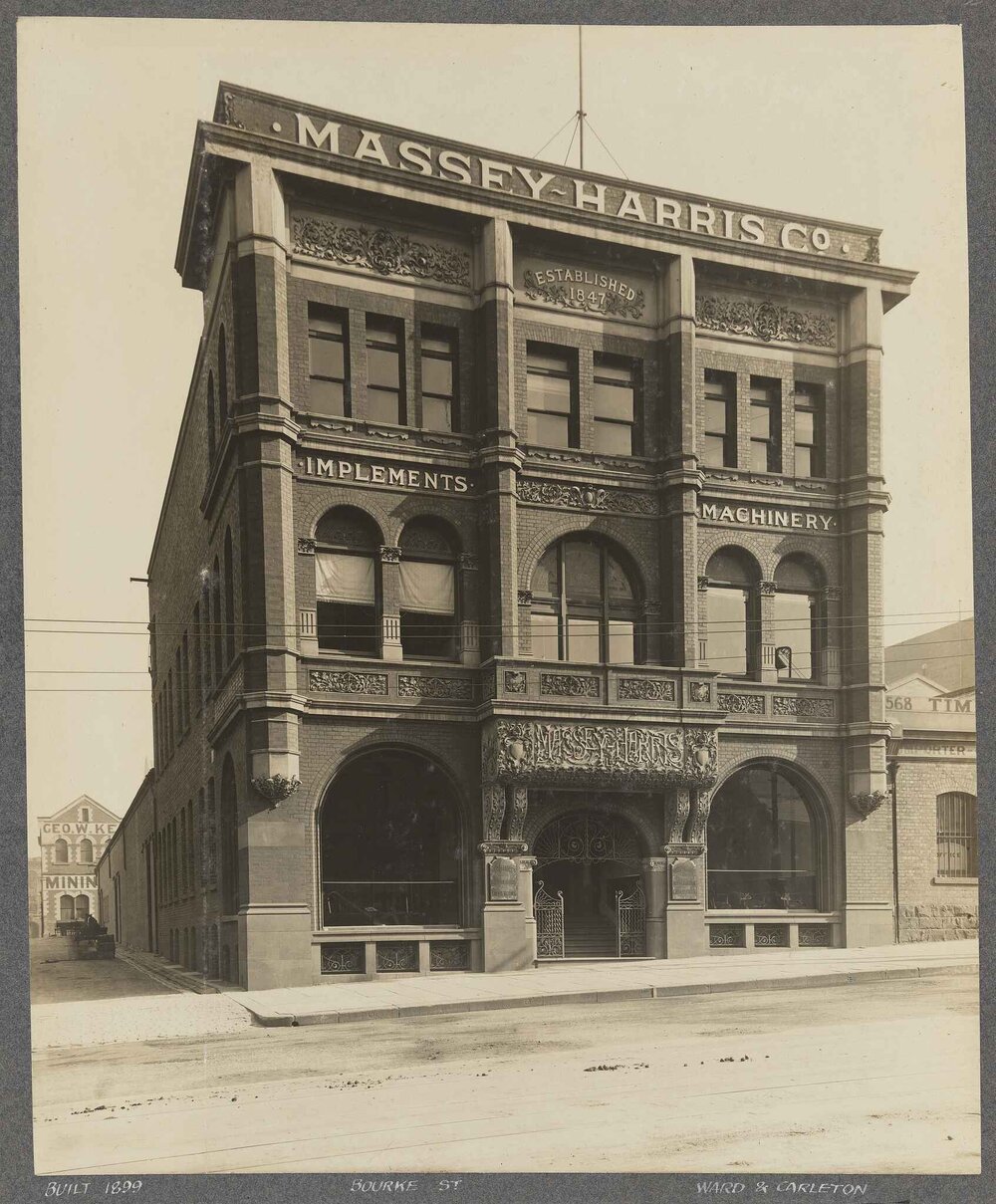 [Head Office and Victorian Sales Rooms of] Massey-Harris Company, Bourke Street