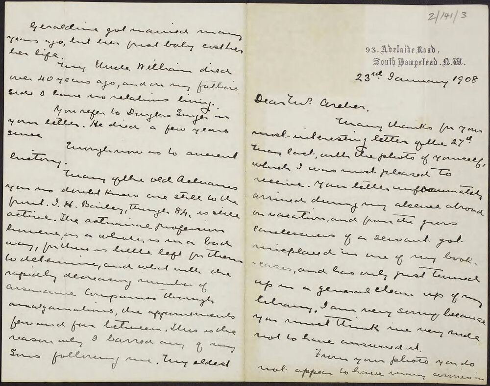 NEISON, F.G.P. (Jnr), 93 Adelaide Road, South Hampstead, N.W.