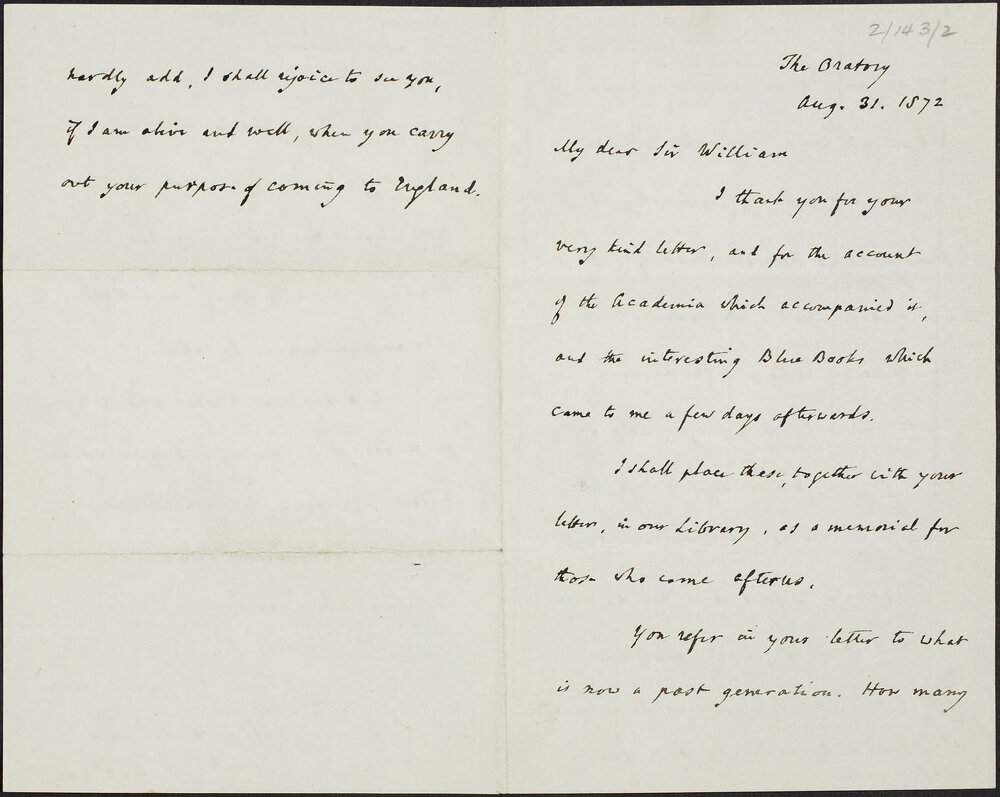 NEWMAN, John H. Cardinal, The Oratory