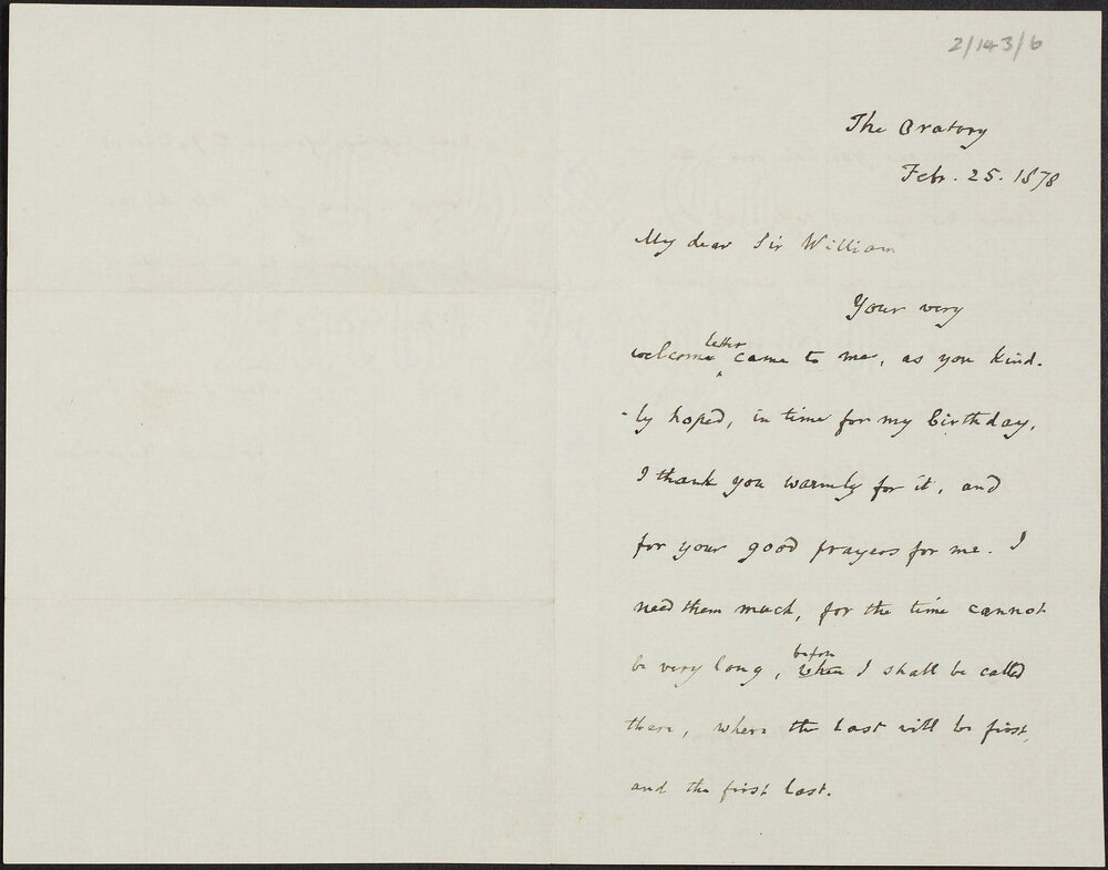NEWMAN, John H. Cardinal, The Oratory