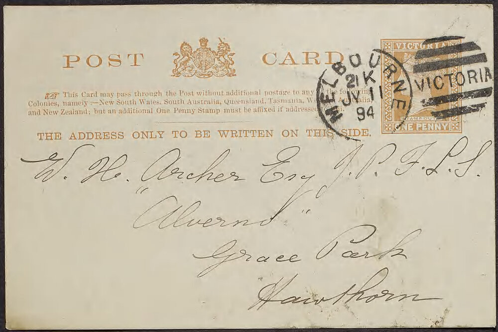 SHEPHARD, J. Postcard, 135 City Road, South Melbourne.