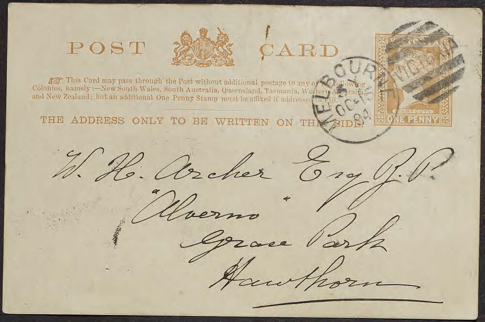 SHEPHARD, J. Postcard, 135 City Road, South Melbourne.