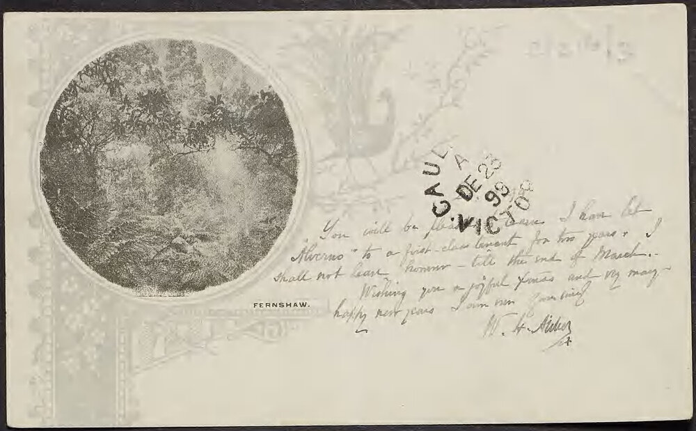William Henry Archer, Postcard to Miss Hughes, Caulfield.