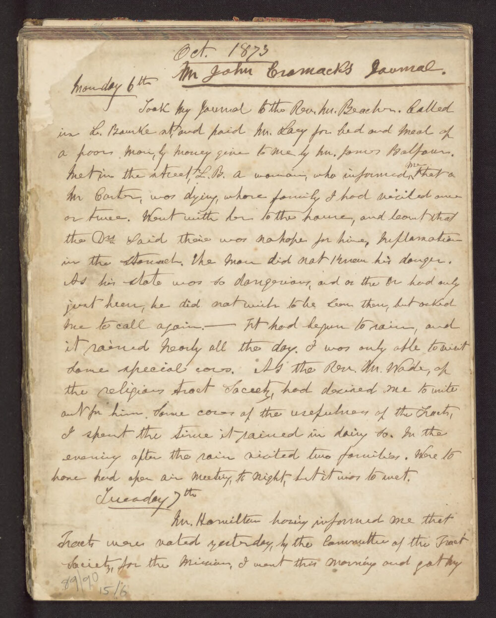 Missionaries Diary Journal: John Cromack