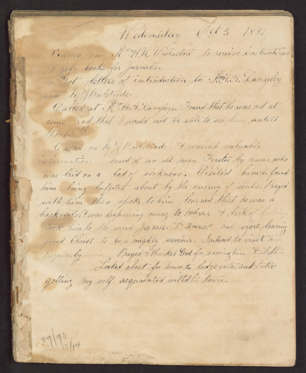 Missionaries Diary Journal: William Shepherd