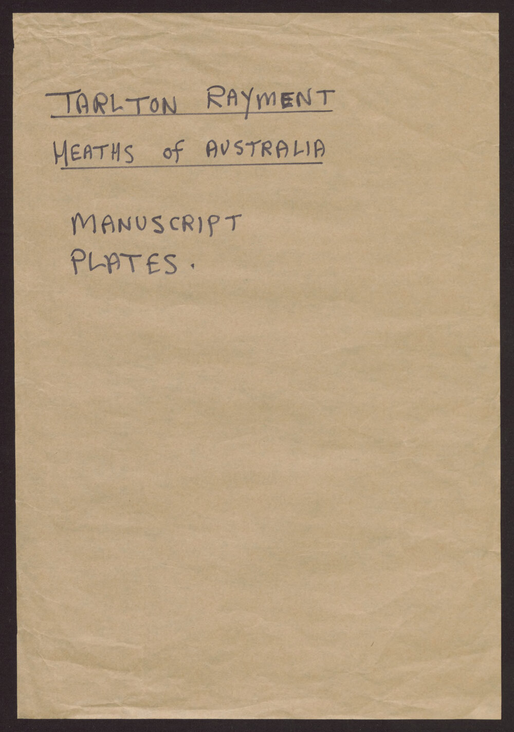 Australian Heaths manuscript plates