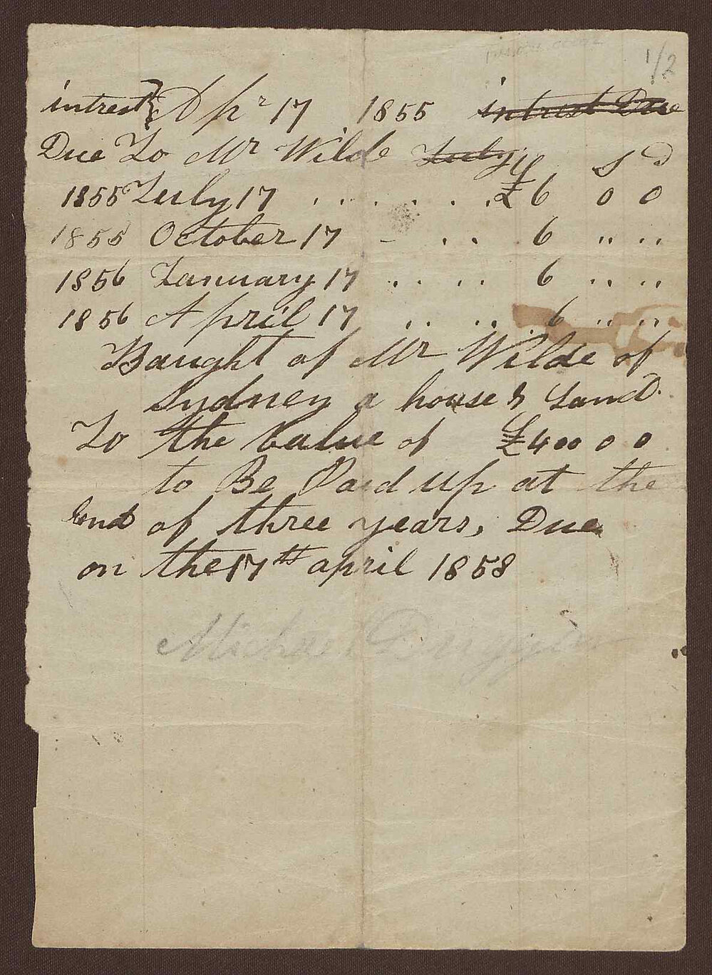 List of dates and payments