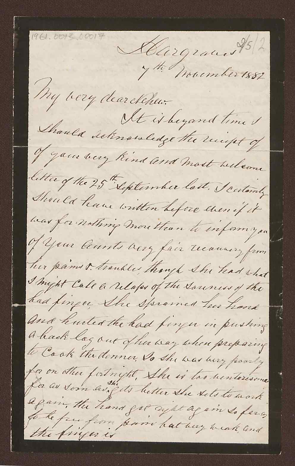 Written from Hargreaves to Jim