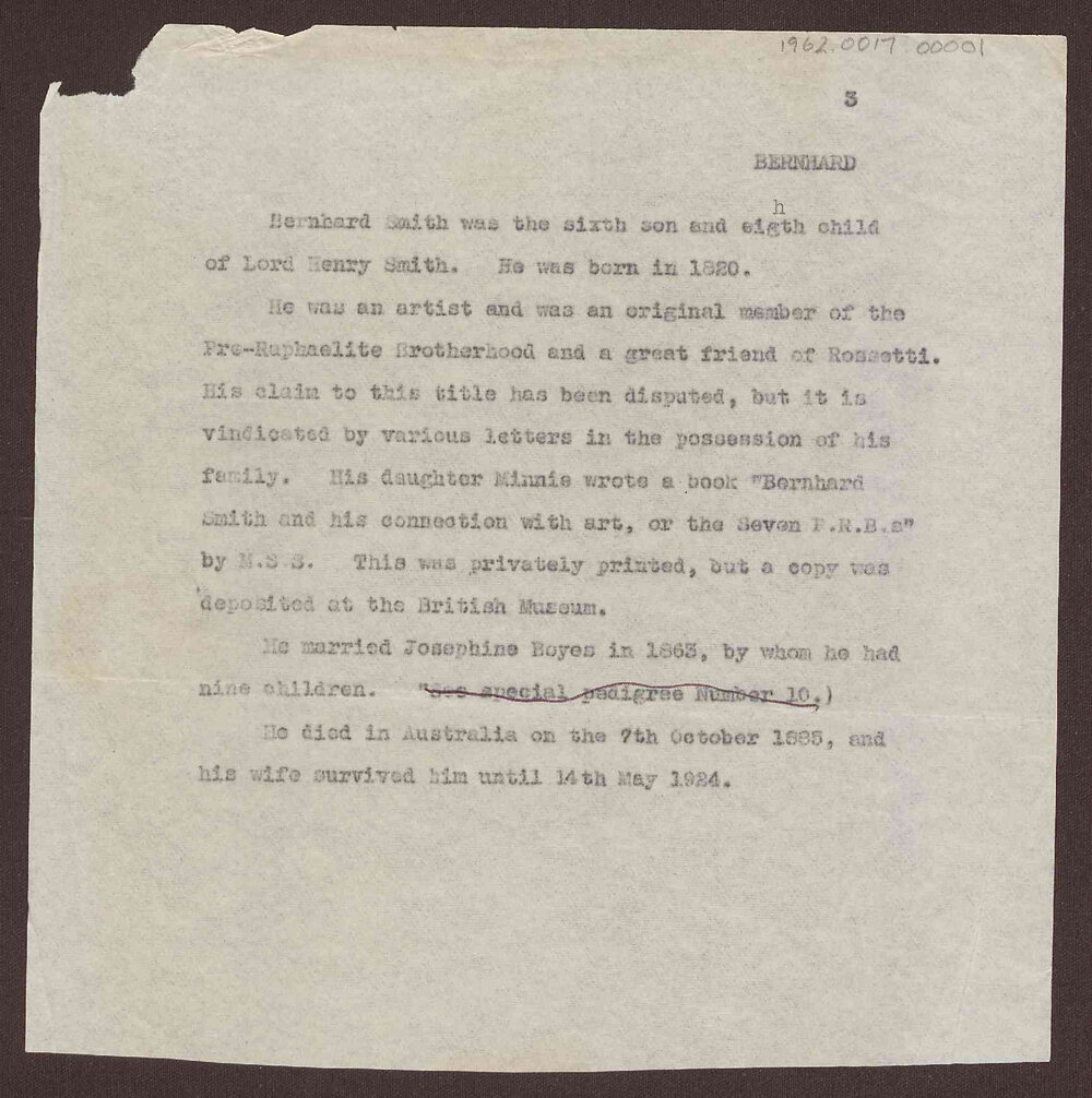 Letter from Bernhard Smith to his brother Edward