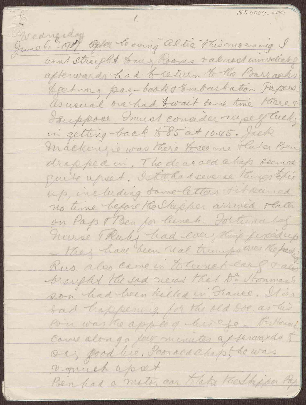 World War One diaries