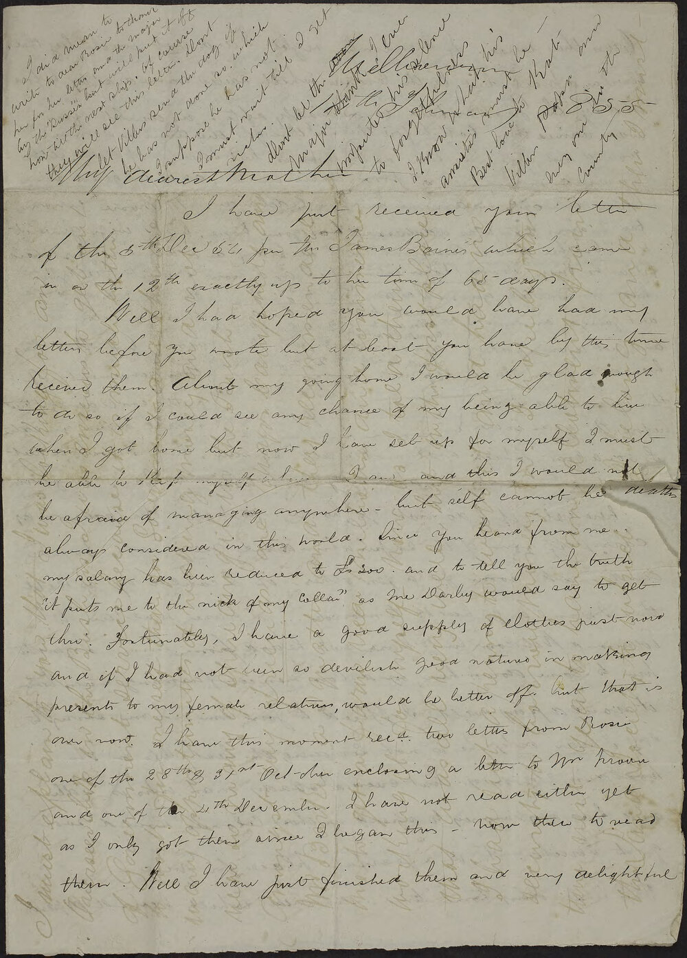 Walter Butler to his mother, from Melbourne.