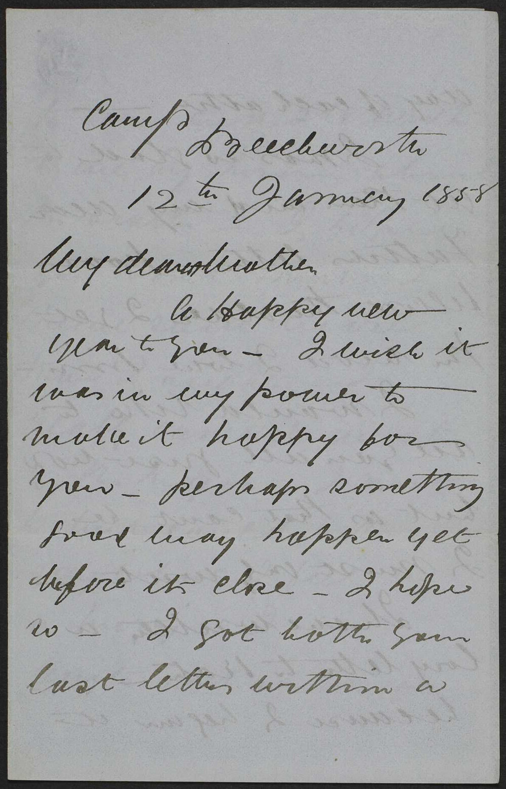 Walter Butler to his mother, from Camp Beechworth.