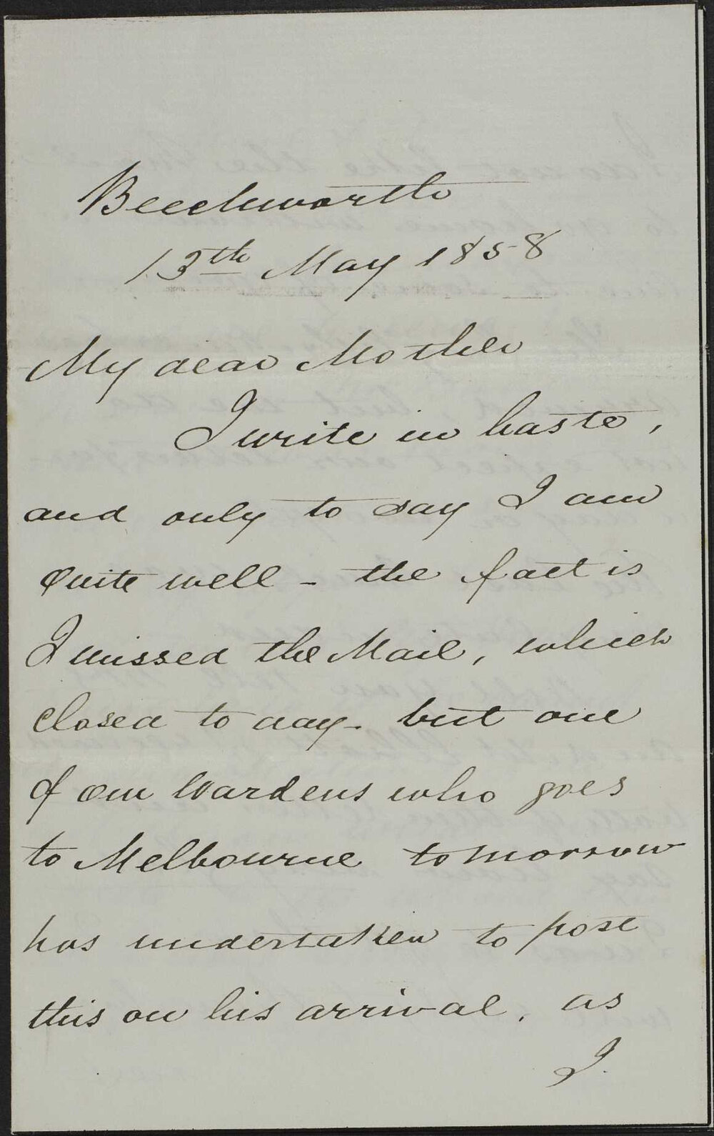Walter Butler to his mother, from Camp Beechworth.