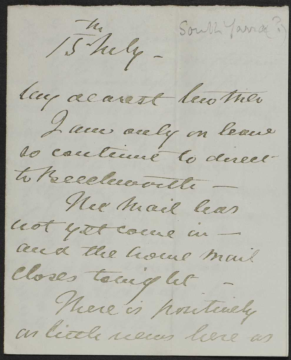 Walter Butler to his mother