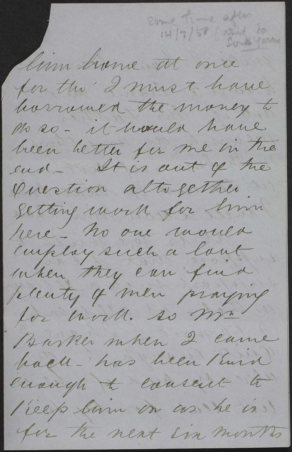 Letter without head, address or date, probably from Melbourne.