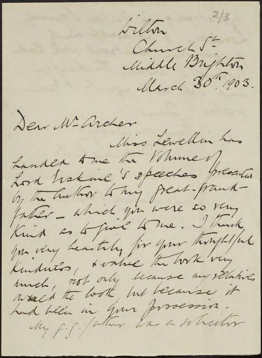 A'BECKETT, W.G. "Wilton", Church Street, Middle Brighton