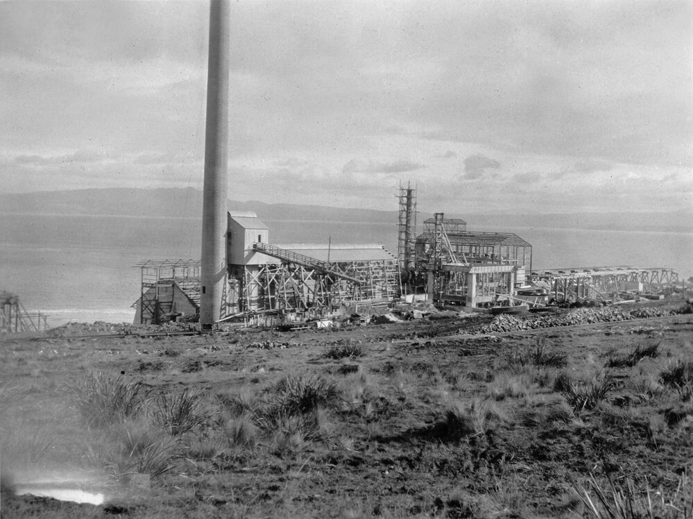 Construction of Maria Island cement works, Tasmania