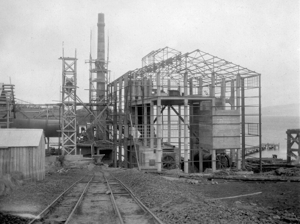 Construction of Maria Island cement works, Tasmania
