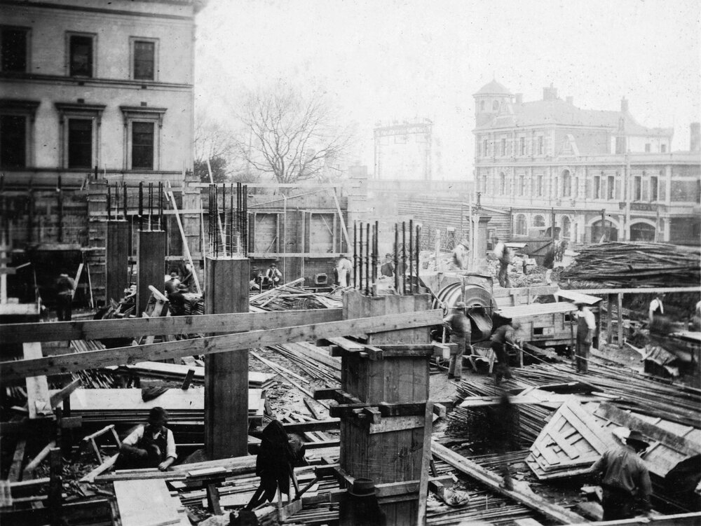 Construction of State Electricity Commission Building, William St, Melbourne