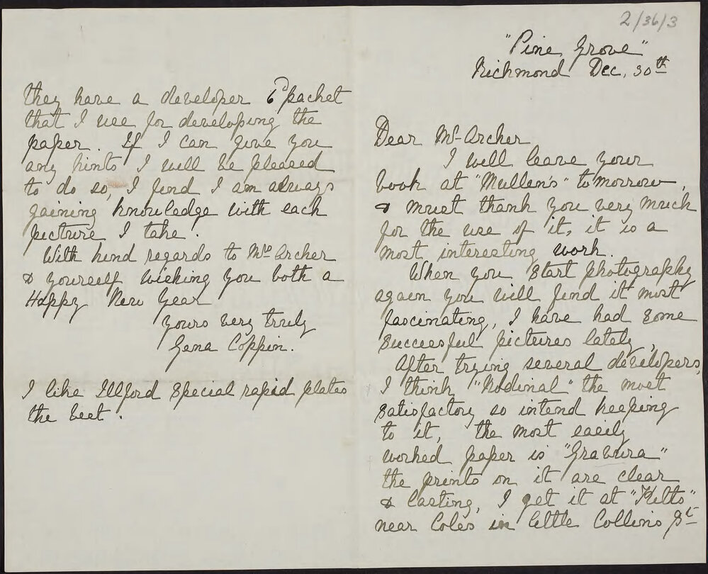 COPPIN, George C. Pine Grove, Richmond Hill.