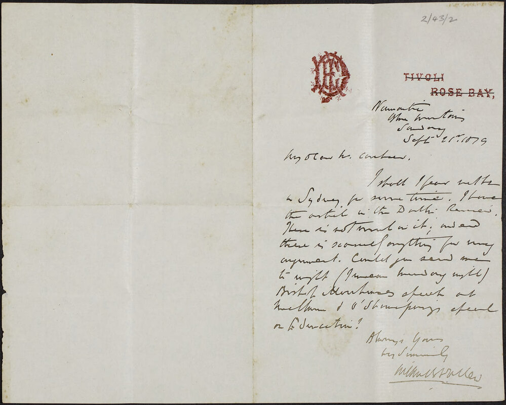 DALLEY, William Bede, Numantia, Blue Mountains.