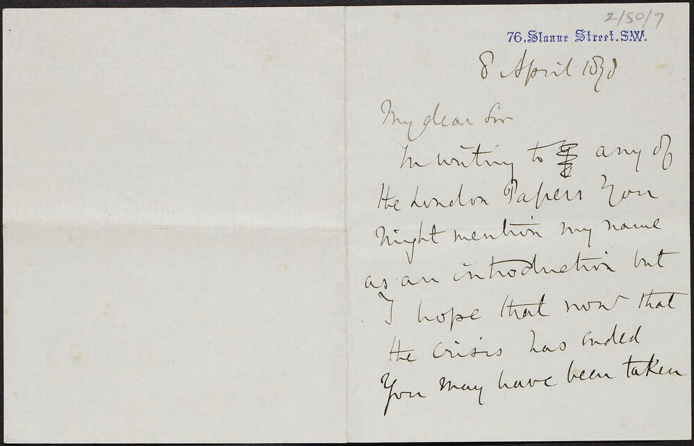 DILKE, Charles Wentworth, 76 Sloane Street, London.