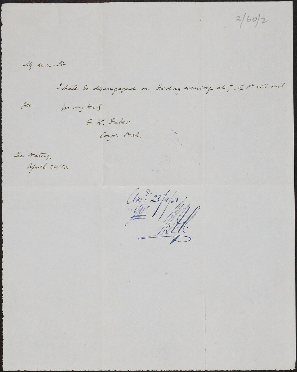 FABER, Father, Oratory.