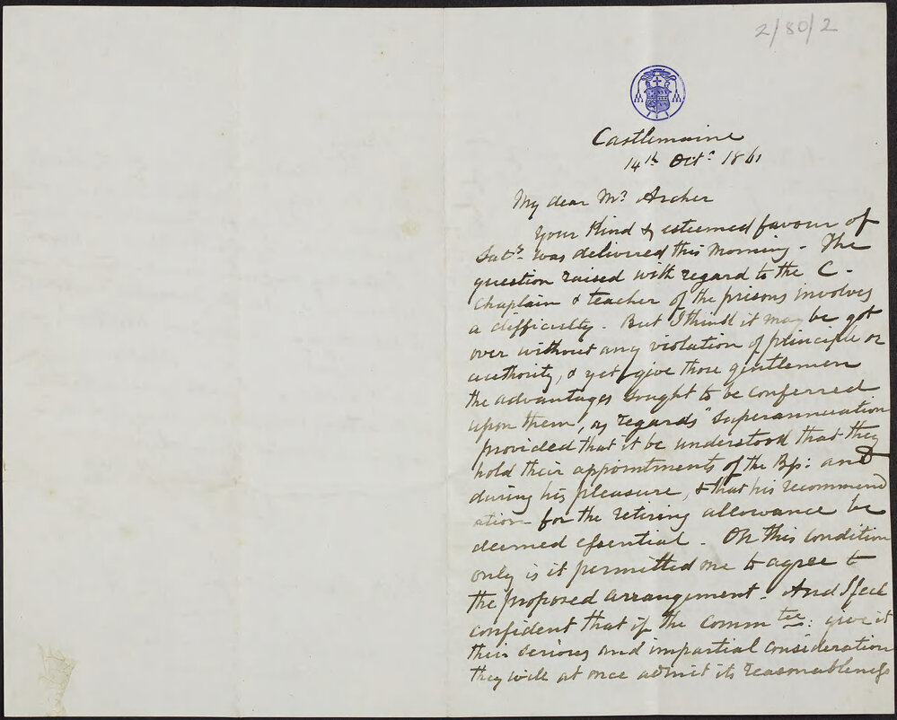 GOOLD, J. A. (Bishop of Melbourne, Archbishop of Melbourne ) Castlemaine.