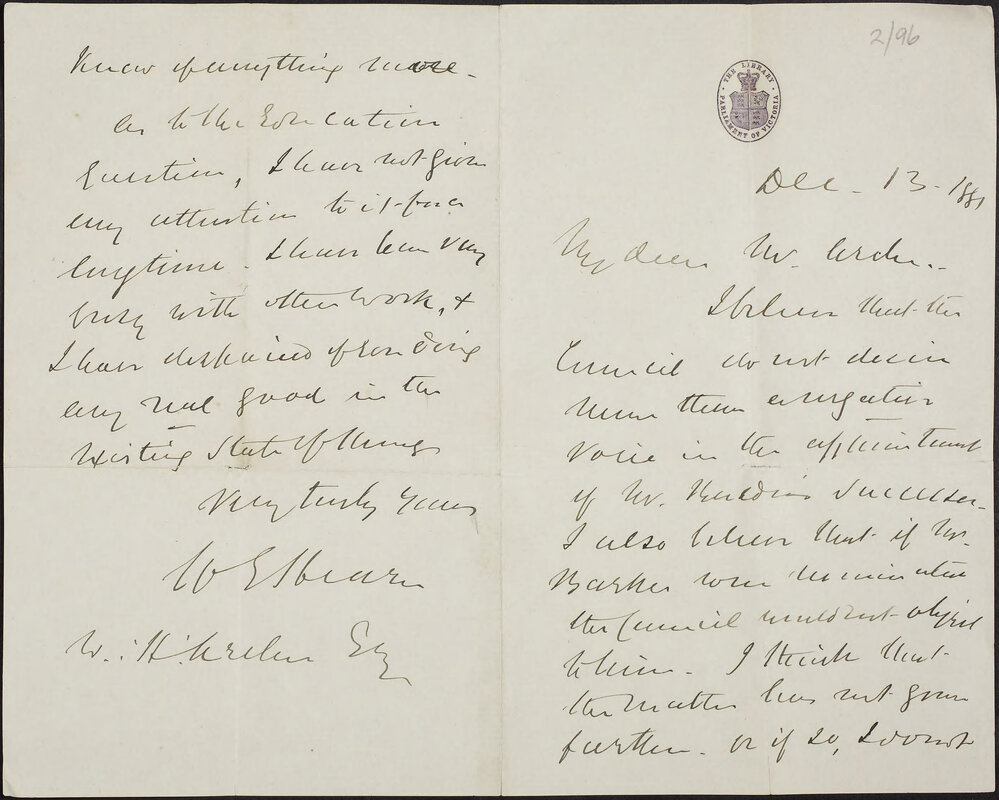 HEARN, W. E.(Chancellor, University of Melbourne) The Library, Parliament of Victoria.