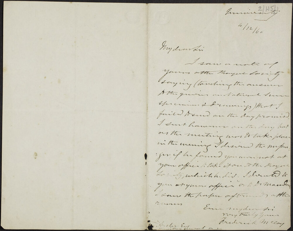 McCOY, Frederick, University.