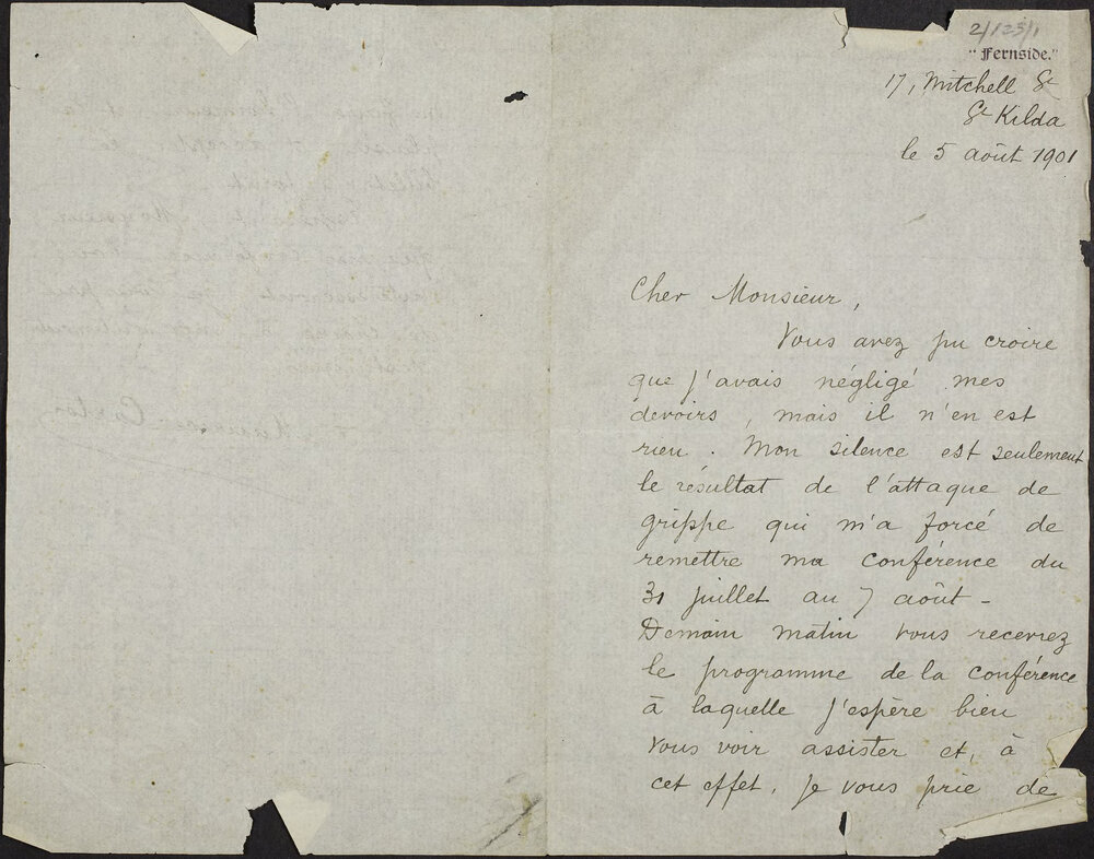 MAURICE-CARTON, F. "Fernside", 17 Mitchell Street, St Kilda.