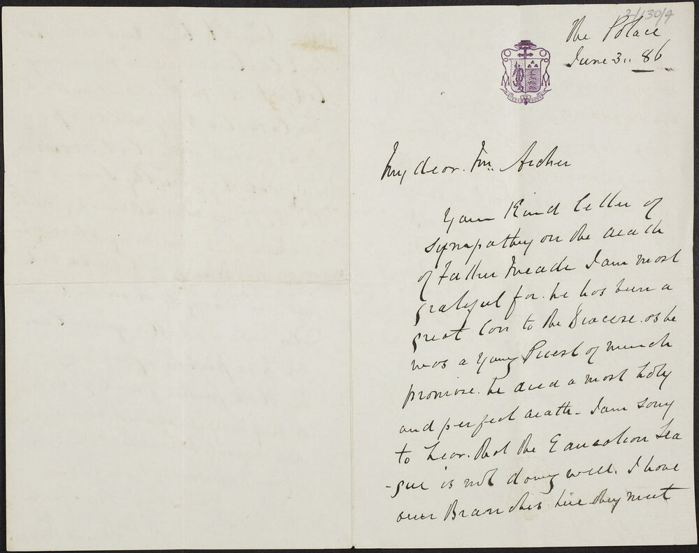 MOORE, James, Bishop of Ballarat, the Palace.