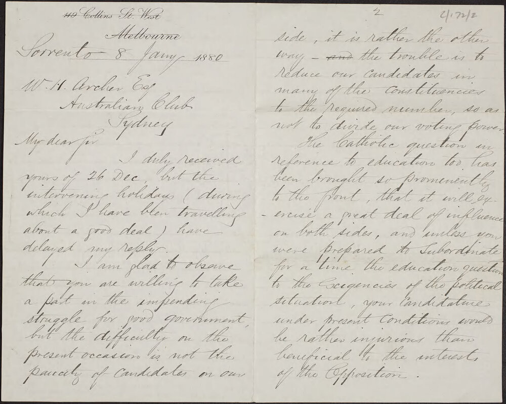 William Henry Archer, Treasury, to SERVICE, James.