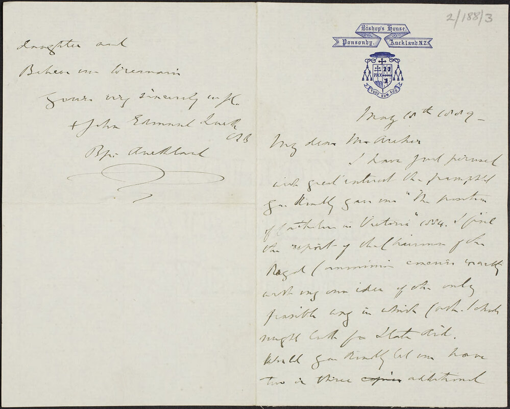 SUCH, John Edmund, (Bishop of Auckland) Bishop's House, Ponsonby, Auckland.