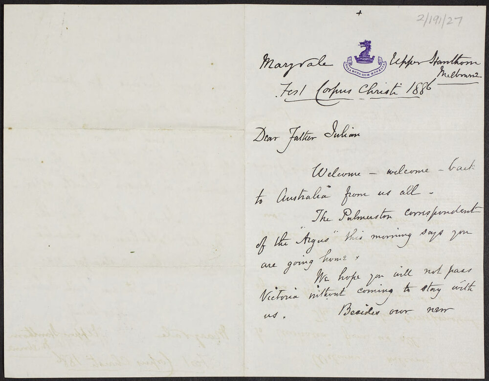 TENISON-WOODS, Fr Julian, 533 Elizabeth Street, Sydney.