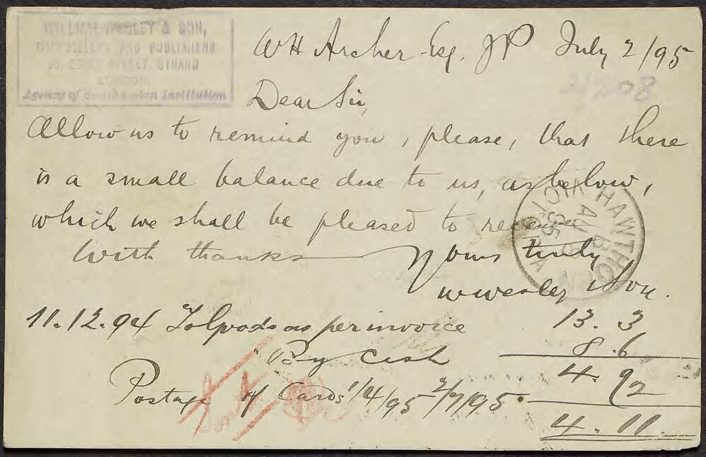 WESTGARTH, William, 20 Threadneedle Street, London.