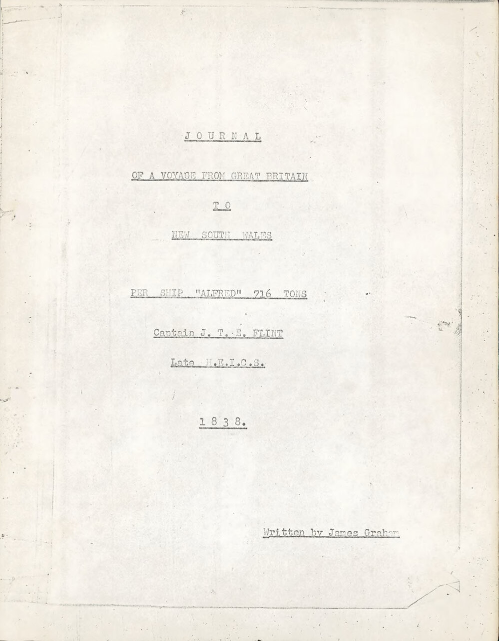 Journal of a Voyage from Great Britain to New South Wales per Ship "Alfred" 716 tons
