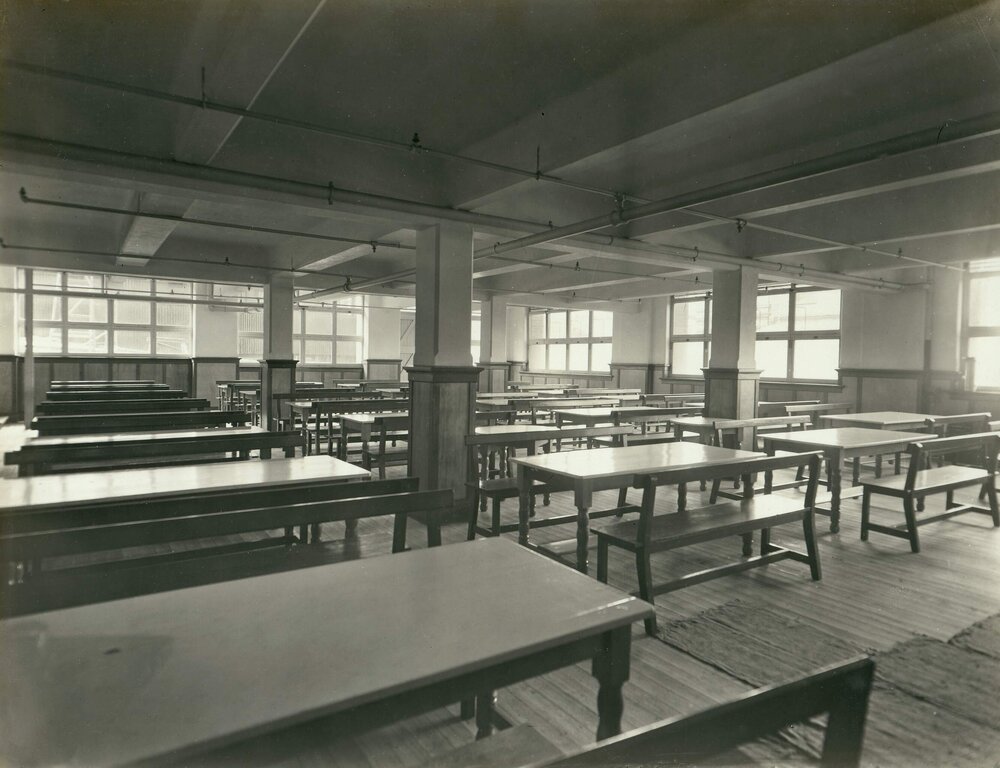 The dining room in the New Mill at Foy and Gibson Pty. Ltd. Gibsonia Mills in Collingwood, Victoria.