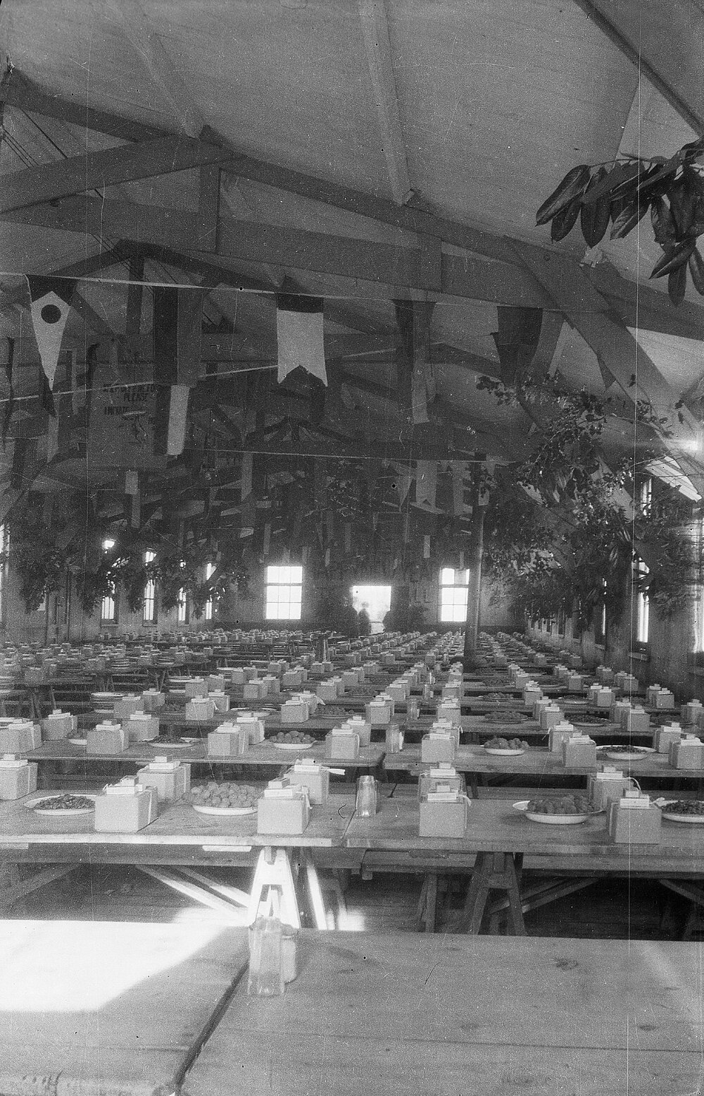 Tables set for a meal